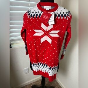 Charter Club Red and‎ White Patterned Sweater dress